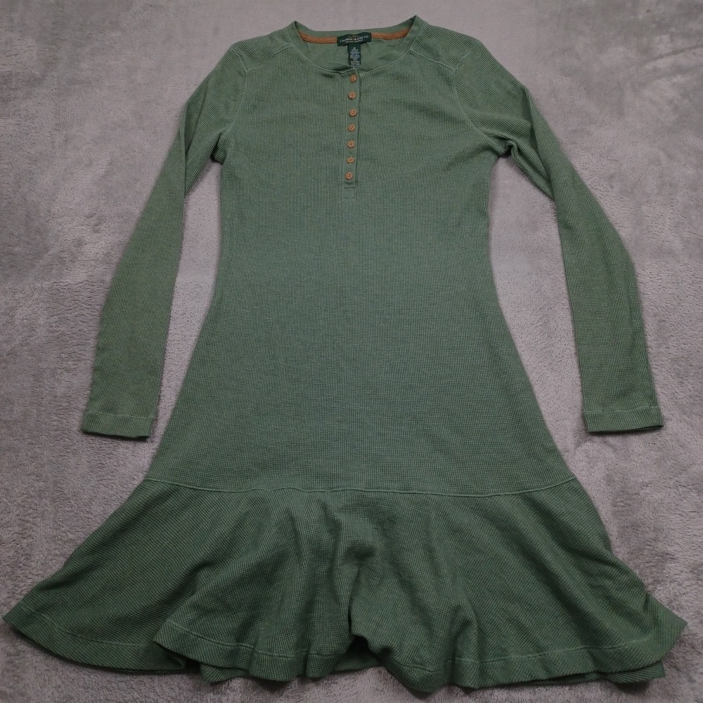 Lauren Ralph Lauren Dress Womens Medium Green Stretch Waffle Knit Pullover